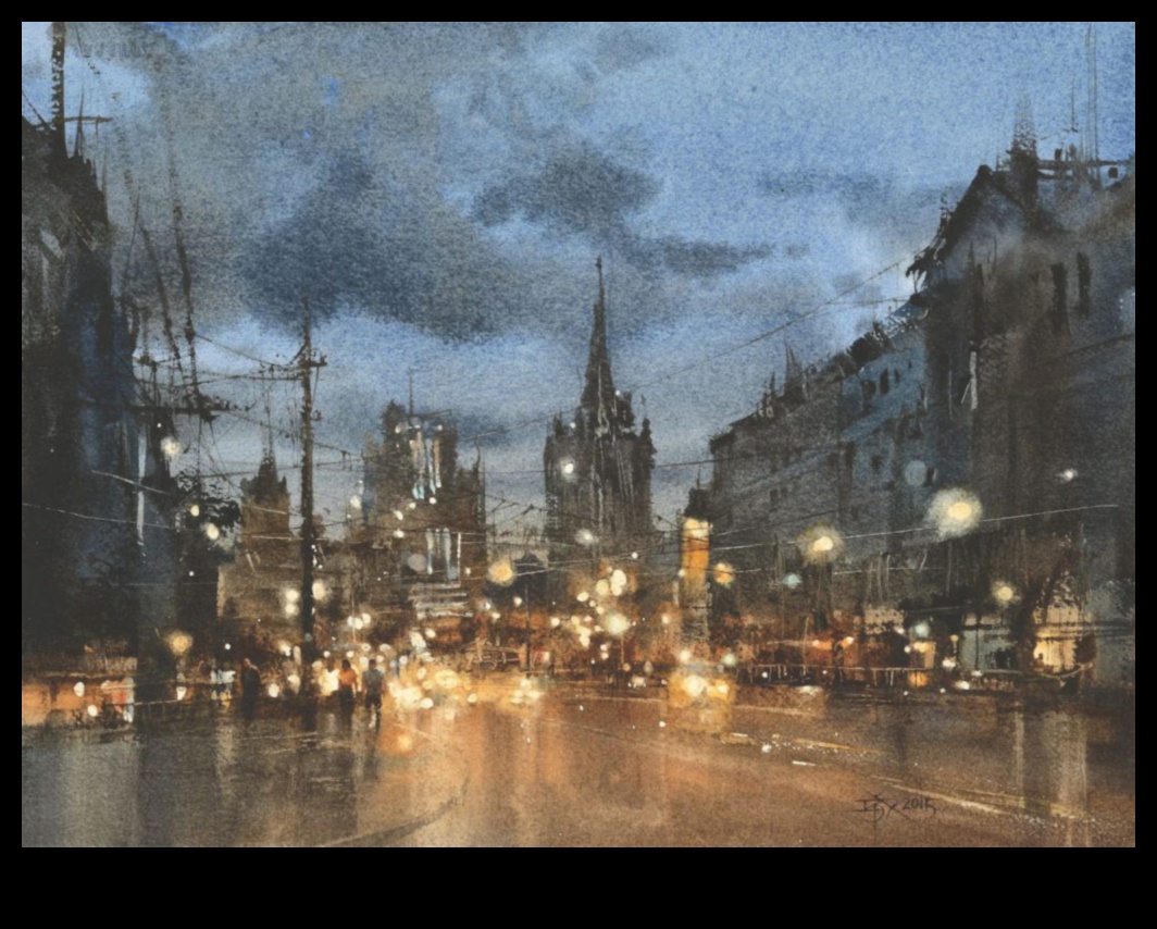 צללים בנוף עירוני: משחק עם אור וחושך בציורים